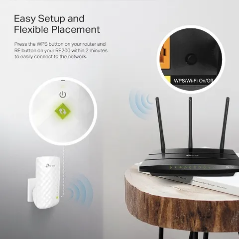 Bộ Kích Sóng Wifi Băng Tần Kép AC750 TP-Link RE200 - Mở Rộng Phủ Sóng Wifi Tốc Độ Cao Dễ Dàng Cài Đặt, Thiết Kế Nhỏ Gọn