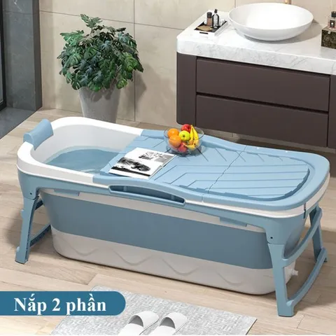 Bồn Tắm Silicon Gấp Gọn Có Nắp Cho Gia Đình - Bồn Tắm Thư Giãn Di Động, Tiện Lợi Dùng Cho Người Lớn Và Trẻ Em