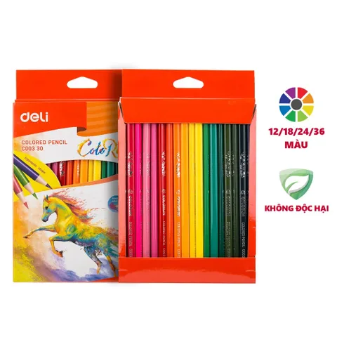 Bút Chì Màu Hộp Giấy Deli EC00300/EC00310/EC00320/EC00330 - Tông Màu Phong Phú Cho Học Sinh, Nghệ Sĩ Và Thoả Sức Sáng Tạo