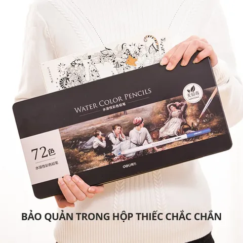 Bút Chì Màu Nước Cao Cấp Deli Kèm Cọ Tán 24/36/48 Màu - Chất Lượng Sắc Tố Cao, Dễ Tán Màu Trên Giấy