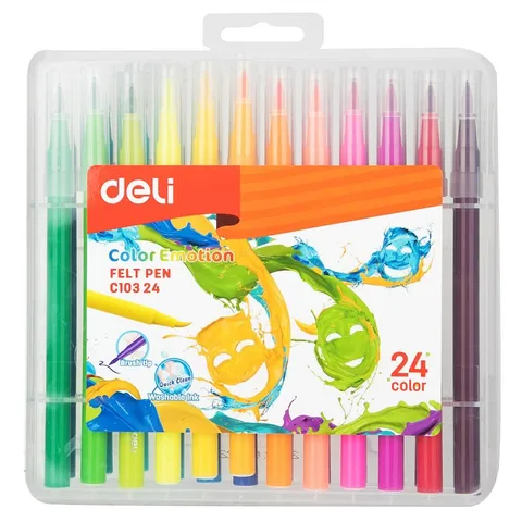 Bút màu nước Deli EC10304/EC10324 - Hộp nhựa 12/24 màu sắc tươi sáng, chuyên dụng cho vẽ và nghệ thuật, dễ dàng sắp xếp.