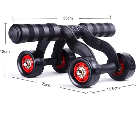 Combo Con Lăn 4 Bánh Tập Bụng và Chữ T Đế Hút Chân Không - Dụng Cụ Tập Thể Dục Tại Nhà Chất Lượng Cao