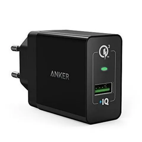 Củ sạc Anker PowerPort+ 1 QC 3.0 chân cắm tròn - Sạc nhanh Qualcomm Quick Charge 3.0 cho Smartphone và Tablet, Màu Đen và Trắng