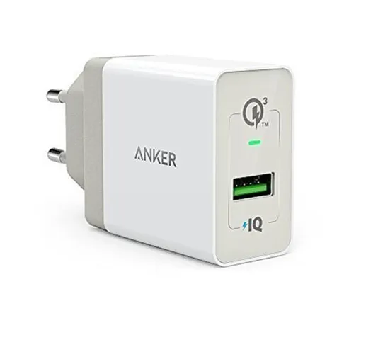 Củ sạc Anker PowerPort+ 1 QC 3.0 chân cắm tròn - Sạc nhanh Qualcomm Quick Charge 3.0 cho Smartphone và Tablet, Màu Đen và Trắng