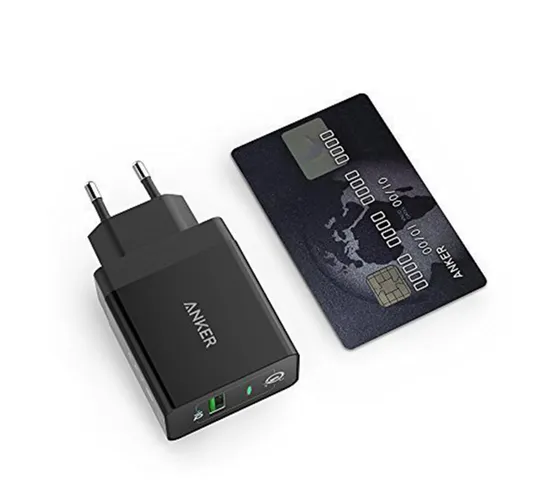 Củ sạc Anker PowerPort+ 1 QC 3.0 chân cắm tròn - Sạc nhanh Qualcomm Quick Charge 3.0 cho Smartphone và Tablet, Màu Đen và Trắng