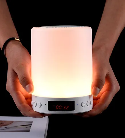 Đèn Ngủ Thông Minh Tích Hợp Loa Bluetooth & Đồng Hồ Báo Thức - 3 Chế Độ Sáng Để Đọc Sách, Làm Việc Thoải Mái