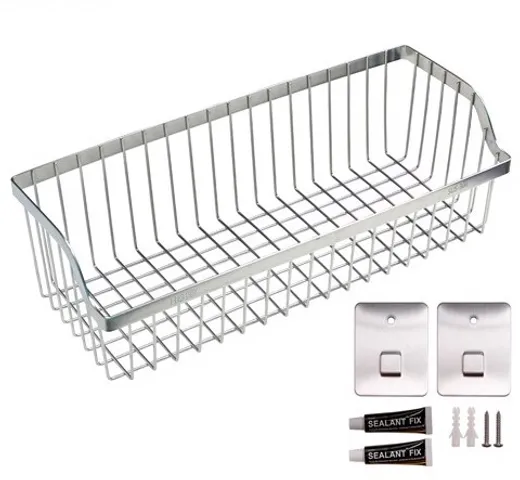 Giá treo đựng đồ Inox Hobby KTC - Kệ rổ treo chén bát, rau củ tiện lợi kèm keo dán, chịu lực lên đến 8kg