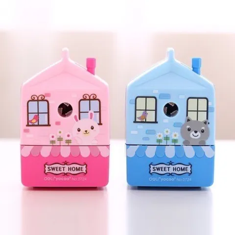 Gọt Chì Quay Tay Deli 724 Hình Ngôi Nhà - Thiết Kế Dễ Thương, Lưỡi Dao Bền Chắc, Khay Chứa Vụn Chì, Hàng Chính Hãng