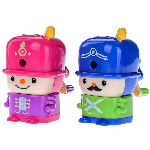 Gọt Chì Quay Tay Deli 733 Hình Chú Lính Chì - Thiết Kế Thông Minh Với Lưỡi Dao Hợp Kim Kẽm và Khay Chứa Vụn Chì