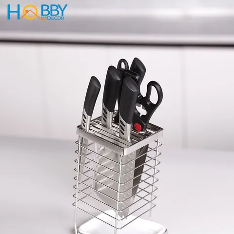 Kệ đựng dao kéo Hobby KDD25 - Đồ gia dụng tiện lợi có khay hứng nước, chất liệu inox không gỉ, nhiều ngăn chứa tiện dụng cho bếp.