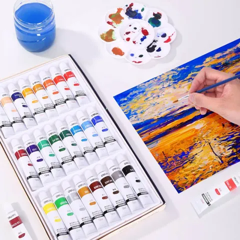 Màu Vẽ Acrylic Dạng Tuýp 12ml Chuyên Nghiệp Deli - Độ Phủ Cao, Không Độc Hại, Nhiều Màu Sắc, Dùng Cho Tranh Tường & Vải