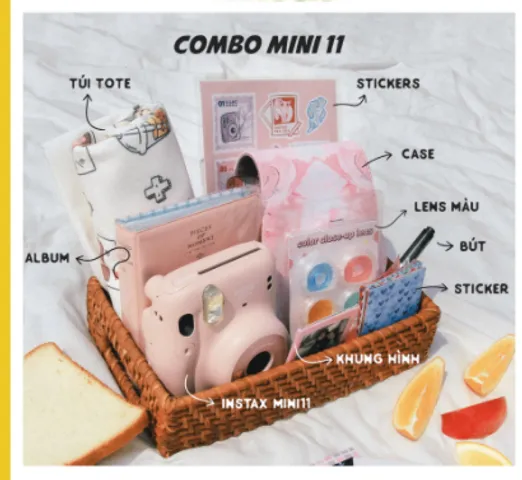 Máy Ảnh Lấy Ngay Fujifilm Instax Mini 11 - Thiết Kế Nhỏ Gọn, Ảnh Chất Lượng Cao, Combo Phụ Kiện Chụp Hình Tiện Lợi