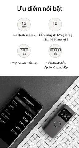 Máy Đo Khoảng Cách Laser Xiaomi Mijia 40m - Thiết Bị Đo Đạc Thông Minh, Chính Xác Cao, Kết Nối App Mihome, Siêu Nhỏ Gọn