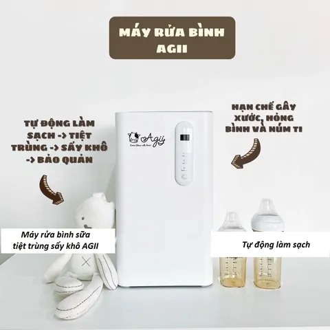 Máy rửa bình sữa tiệt trùng sấy khô AGII - Tự động, tiết kiệm điện nước, làm sạch và bảo quản hiệu quả cho các loại bình sữa 120-240ml