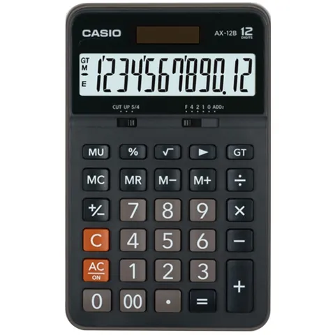 Máy Tính Casio AX-12B Hiển Thị 12 Chữ Số - Thiết Kế Nhỏ Gọn, Tiện Dụng Cho Học Sinh, Văn Phòng, Pin Năng Lượng Mặt Trời