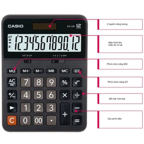 Máy Tính Bỏ Túi Casio Dx-12B Màn Hình 12 Số - Dụng Cụ Tính Toán Dễ Dàng Cho Học Sinh & Nhân Viên Văn Phòng