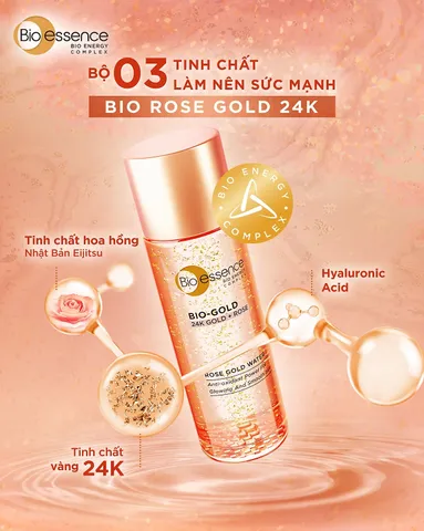 Nước Dưỡng Chiết Xuất Vàng 24K Bio-Gold Rose - Toner Dưỡng Ẩm, Chống Oxy Hóa và Làm Trẻ Hóa Da, Phù Hợp Mọi Loại Da, 100ml