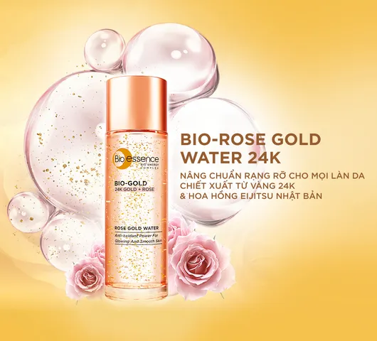 Nước Dưỡng Chiết Xuất Vàng 24K Bio-Gold Rose - Toner Dưỡng Ẩm, Chống Oxy Hóa và Làm Trẻ Hóa Da, Phù Hợp Mọi Loại Da, 100ml