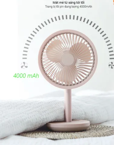 Quạt Tích Điện Mini Để Bàn Xiaomi Solove F5 - Sạc 4000mAh, Chạy Liên Tục 12 Tiếng, 3 Tốc Độ Gió, Nhiều Màu Sắc ấn Tượng