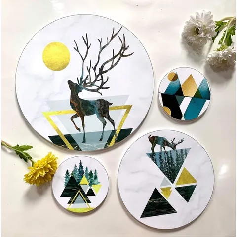 Set 04 Tranh Tròn Dán Tường Phong Cách Bắc Âu Scandinavian - Trang Trí Nhà Cửa Độc Đáo Và Sáng Tạo
