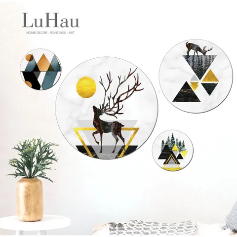 Set 04 Tranh Tròn Dán Tường Phong Cách Bắc Âu Scandinavian - Trang Trí Nhà Cửa Độc Đáo Và Sáng Tạo