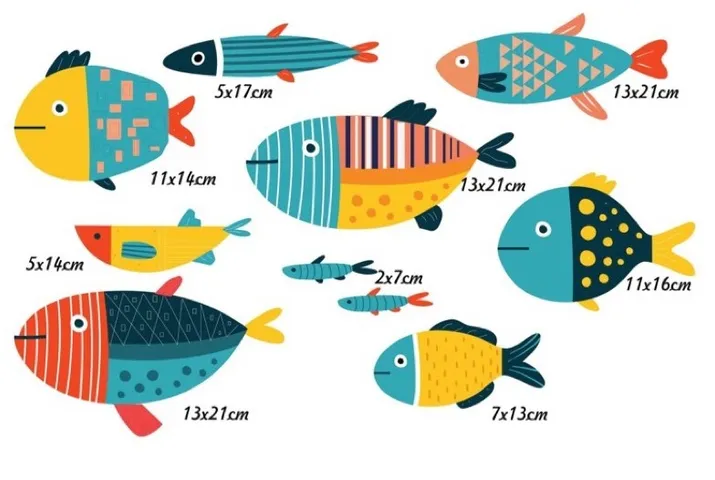 Bộ tranh cá decor trang trí tường Color Fishes - Thiết kế nổi độc đáo cho phòng khách, phòng ngủ, và không gian sống thêm sinh động