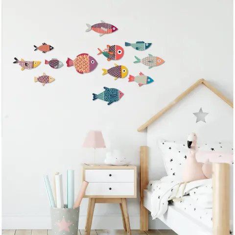 Bộ tranh cá decor trang trí tường Color Fishes - Thiết kế nổi độc đáo cho phòng khách, phòng ngủ, và không gian sống thêm sinh động