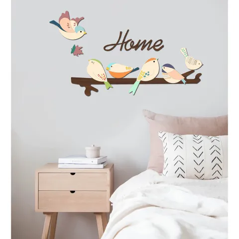 Set Tranh Treo Tường Happy Birds - Kết Hợp Thanh Treo Đồ Dễ Dàng Lắp Đặt, Thiết Kế Hiện Đại, Nhiều Màu Sắc Cho Không Gian Sống Tươi Mát