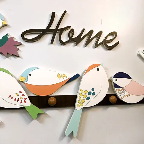 Set Tranh Treo Tường Happy Birds - Kết Hợp Thanh Treo Đồ Dễ Dàng Lắp Đặt, Thiết Kế Hiện Đại, Nhiều Màu Sắc Cho Không Gian Sống Tươi Mát
