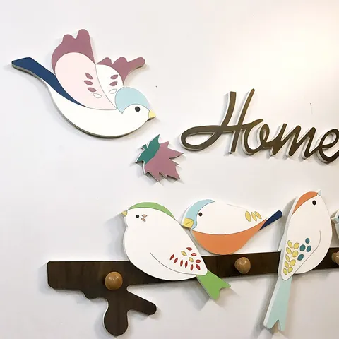 Set Tranh Treo Tường Happy Birds - Kết Hợp Thanh Treo Đồ Dễ Dàng Lắp Đặt, Thiết Kế Hiện Đại, Nhiều Màu Sắc Cho Không Gian Sống Tươi Mát