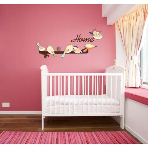 Set Tranh Treo Tường Happy Birds - Kết Hợp Thanh Treo Đồ Dễ Dàng Lắp Đặt, Thiết Kế Hiện Đại, Nhiều Màu Sắc Cho Không Gian Sống Tươi Mát