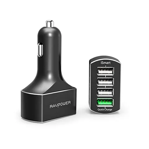 Tẩu sạc ô tô 4 cổng RAVPower RP-VC003 - Sạc nhanh Qualcomm Quick Charge 3.0, bảo vệ chống nóng và quá tải, 56W cho 4 thiết bị