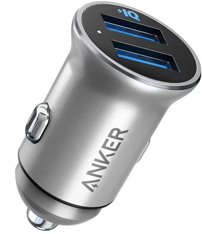 Tẩu Sạc Ô Tô Anker PowerDrive 2 Alloy 24W - Sạc Nhanh 2 Cổng USB-A, Tương Thích iOS & Android, Thiết Kế Nhỏ Gọn, Chính Hãng
