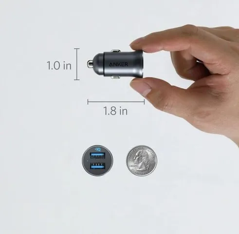 Tẩu Sạc Ô Tô Anker PowerDrive 2 Alloy 24W - Sạc Nhanh 2 Cổng USB-A, Tương Thích iOS & Android, Thiết Kế Nhỏ Gọn, Chính Hãng