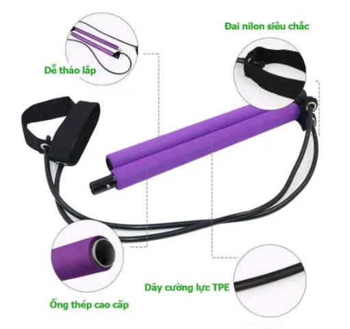 Thanh Tập Cơ Mông Đùi Pilates Bar - Dụng Cụ Hỗ Trợ Tập Luyện Tại Nhà, Săn Chắc Cơ Thể An Toàn, Chất Liệu Thép Cao Cấp