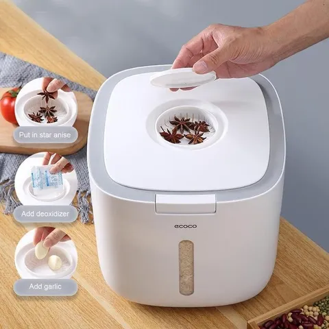 Thùng Đựng Gạo Ecoco 10kg Thông Minh Chống Ẩm - Giữ Cho Gạo Tươi Sạch Lâu Bền, Dụng Cụ Nhà Bếp Tiện Lợi