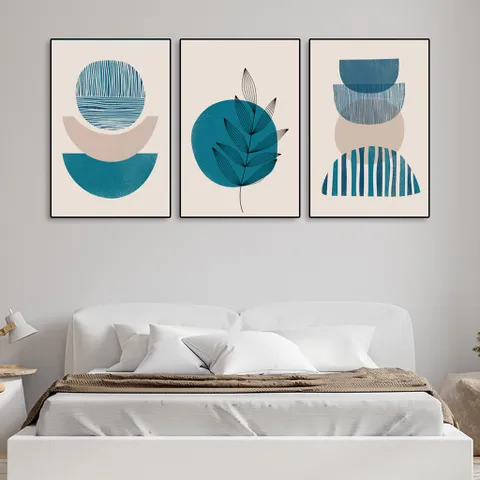 Tranh Canvas Treo Tường Vintage - Bộ 3 Bức Khung Gỗ PVC, Trang Trí Phòng Khách, Phòng Ngủ, Phòng Làm Việc 30x40cm và 40x60cm
