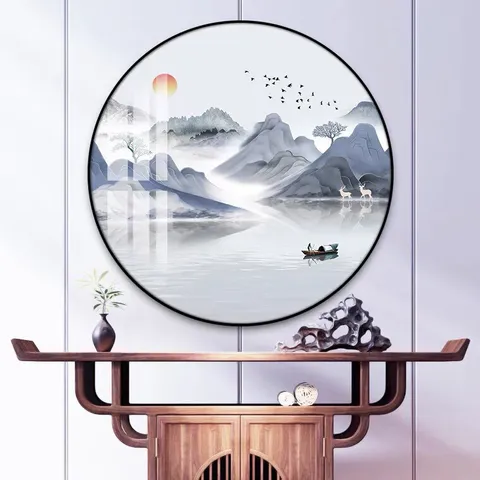Tranh Tròn Treo Tường Phong Cách Giả Cổ Tráng Gương 40-80cm - Trang Trí Nhà Cửa Sang Trọng, Bền Đẹp 20 Năm