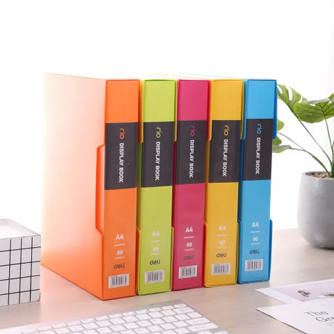 File lá văn phòng Deli E5036 - Tệp 80 lá nhựa PP cao cấp giữ tài liệu ngăn nắp, bảo quản giấy tờ hiệu quả, nhiều màu sắc tươi sáng
