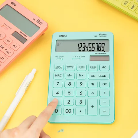 Máy Tính Để Bàn Deli 12 Số Nhiều Màu Sắc - Thiết Kế Gọn Nhẹ, Tính Toán Chính Xác, Dụng Cụ Học Tập Tiện Lợi