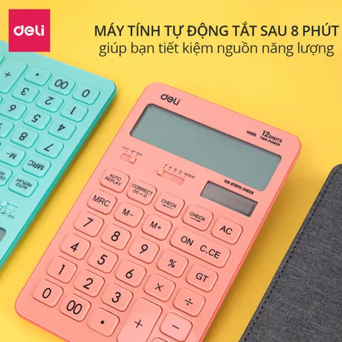 Máy Tính Để Bàn Deli 12 Số Nhiều Màu Sắc - Thiết Kế Gọn Nhẹ, Tính Toán Chính Xác, Dụng Cụ Học Tập Tiện Lợi