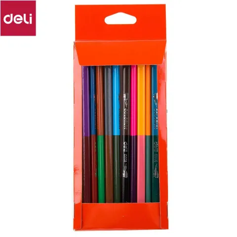 Hộp 24 bút chì màu 2 đầu Deli EC00520 - Bút vẽ chất lượng cao cho trẻ em, màu sắc phong phú, dễ gọt, sáng tạo không giới hạn.
