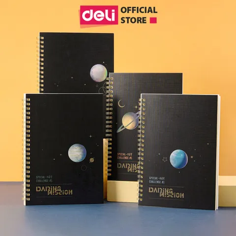 Sổ Tay Ghi Chép A5 Gáy Xoắn Deli - Giấy Chống Lóa 60 Trang, Tiện Lợi Cho Văn Phòng & Học Sinh - Mẫu LA560-N12