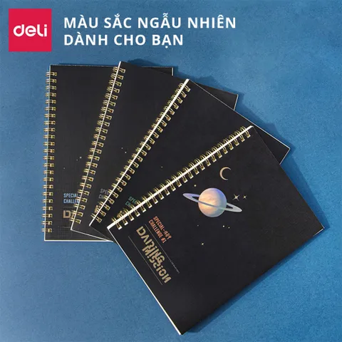 Sổ Tay Ghi Chép A5 Gáy Xoắn Deli - Giấy Chống Lóa 60 Trang, Tiện Lợi Cho Văn Phòng & Học Sinh - Mẫu LA560-N12