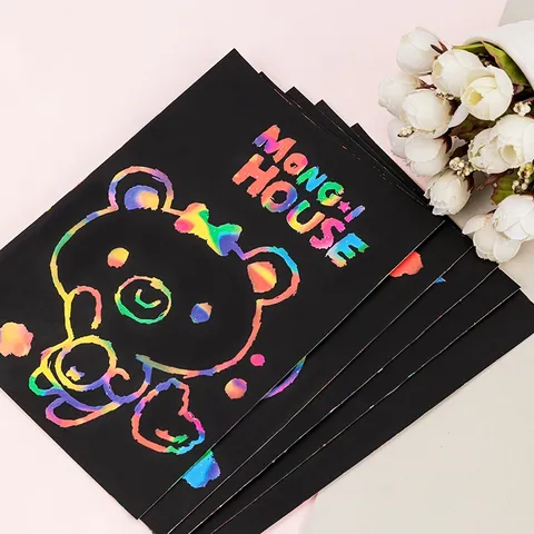 Set 5 Giấy Cào Ma Thuật Màu Cầu Vồng Deli Kèm Que Gỗ 3240 - Đồ Dùng Học Tập Sáng Tạo Cho Trẻ Em