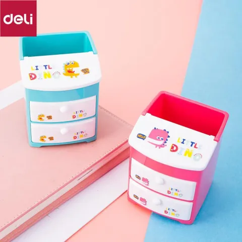 Khay Cắm Bút Học Sinh Deli E9136 Đa Chức Năng, Thiết Kế Gọn Nhẹ, Tiết Kiệm Không Gian, Màu Xanh/Hồng