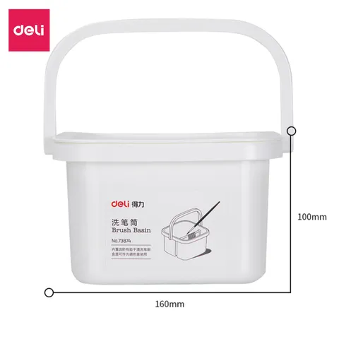 Xô Rửa Cọ Vẽ 2 Ngăn Bằng Nhựa Deli 73874 - Giúp Rửa Sạch, Vắt Nước, Thiết Kế Tiện Lợi Cho Nghệ Sĩ Vẽ