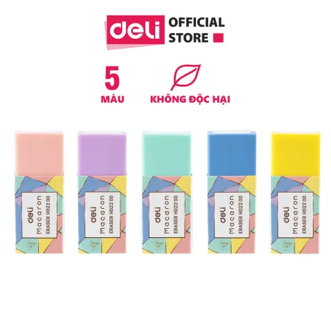 Combo 2 gôm tẩy Deli Macaron EH02200 - Tẩy xóa dễ dàng, màu sắc hấp dẫn, thiết kế nhỏ gọn cho học tập và văn phòng
