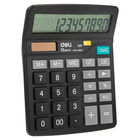 Máy Tính Để Bàn Deli E837 - 12 Số Kim Loại Siêu Bền, Màn Hình LCD Lớn, Dụng Cụ Học Tập Tiện Lợi, Quà Tặng Hữu Ích