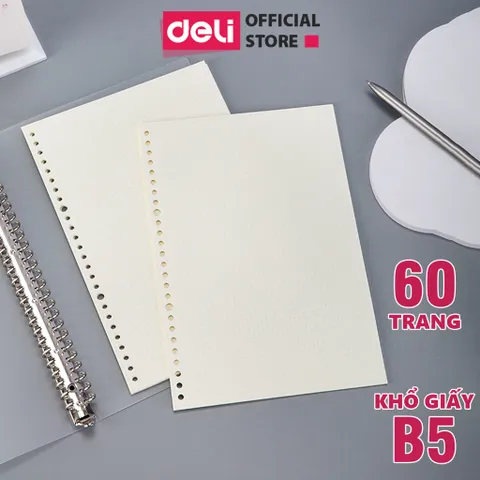 Lõi giấy thay thế sổ A5 B5 Deli - Kẻ ngang, ô vuông NA560/NB560, 60 trang cho văn phòng và học tập